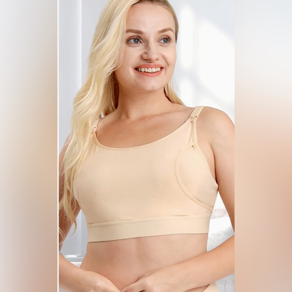 NEW MOMCOZY Hands Free Pumping Bra / Beige